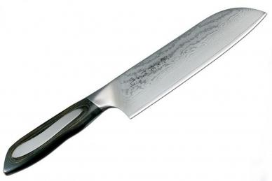 Кухонный Нож Сантоку TOJIRO Flash (FF-SA180), длина лезвия 180 мм, сталь VG10, 63 слоя, рукоять микарта, заточка #10000