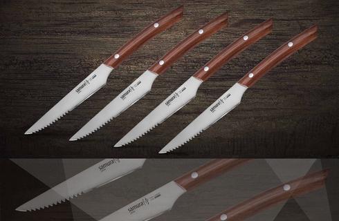 SSK-004 Набор стейковых ножей 4 в 1 "Samura", AUS-10, африканский палисандр