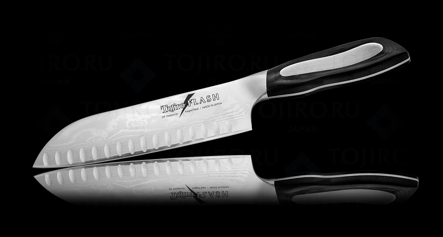 FF-SA181, Нож Сантоку Tojiro Flash, 180 мм, сталь VG10, 63 слоя, рукоять микарта
