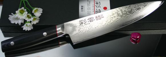Нож Кухонный Поварской Kanetsugu Saiun Damascus (9006), длина лезвия 230 мм, сталь VG-10, 33 слоя, рукоять микарта, зато