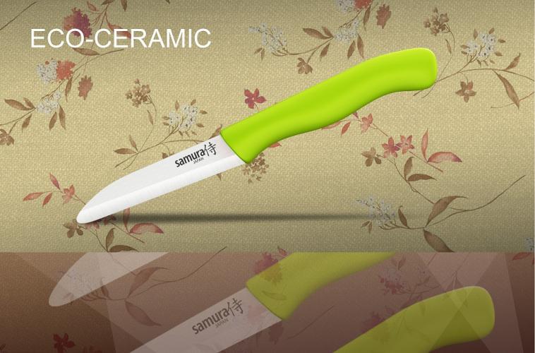 Фрутоножик керамический (зеленая ручка) Samura Eco-Ceramic