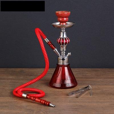 Кальян "Шахматы", 33 см, 1 трубка, колба-конус коричневая, шахта под серебро