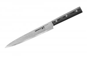 SD67-0045M/K Нож кухонный "Samura 67" для нарезки  195 мм, дамаск 67 слоев, микарта