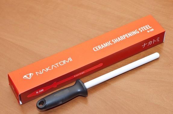 Мусат керамический Nakatomi для правки стальных ножей (белый)