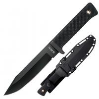 CS_38CKR SRK - нож с фикс. клин. AUS-8, черн. покрытие, резин. рук-ть, пластиковые ножны