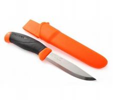 Нож Morakniv Companion F Orange, нержавеющая сталь, прорезиненная рукоять с оранжевыми накладкам
