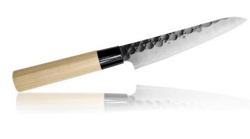 Нож Кухонный Универсальный TOJIRO Hammered Finish (F-1111), длина лезвия 130 мм, сталь VG-10, 3 слоя, рукоять магнолия,