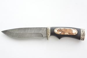 Нож Близнец, дам.ст., литье,черное дерево, кость Нож Близнец, дам.ст., литье,черное дерево, кость