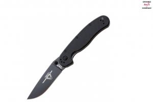 ON_8861 RAT II - нож складн.,чёрная нейлоновая рукоять, клинок AUS8, чёрное покрытие