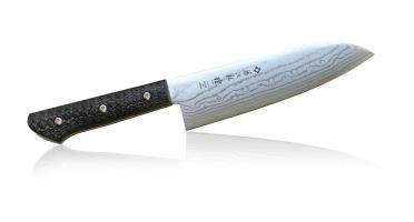 Кухонный Нож Сантоку TOJIRO WESTERN (F-1351), длина лезвия 170 мм, сталь VG10, 37 слоев, рукоять микарта, заточка #8000