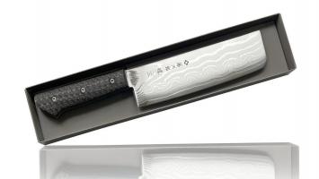 Овощной Кухонный Нож TOJIRO Накири (F-1350), длина лезвия 165 мм, сталь VG10, 37 слоев, рукоять Микарта, заточка #8000