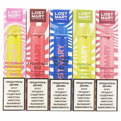 Одноразовая эл. сигарета (уп. 1 шт) Lost Mary CM1500 2% - Lemon Mint 1500 затяжек (Лимон, мята)