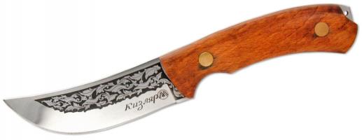 Т2-ЦМ (9106) Ножи. Россия шкуросъёмный цельнометаллический нерж, орех, зеркальная полировка, гравировка Кизляр