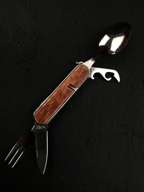 KT-531 Camping knife Нож скл. туристический Кемпинг, 4 предм., сталь 440, рук.стабилизирован. древес