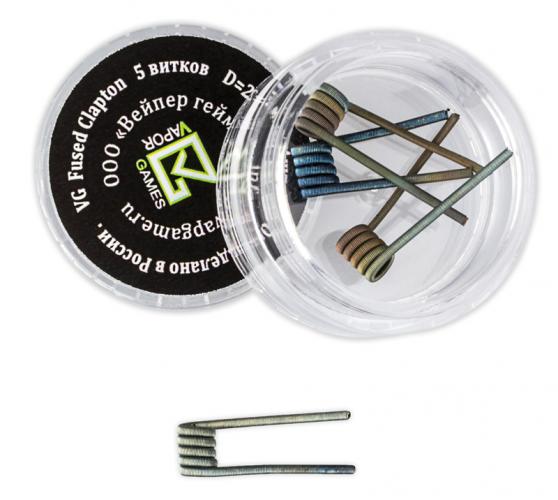 Спирали VaporGames, Fused Clapton Coil, VG edition, O (0,4*0,2)*(0,15*2) мм, 0,32 Ом, Тубус