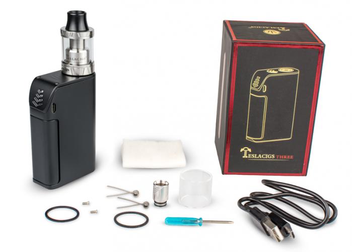 Бокс Мод Tesla Three, Carrate 24 RTA, kit, 5000 mAh, 150W, Черный