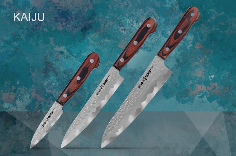 SKJ-0220 Набор из 3 ножей "Samura KAIJU" (11, 23, 85), AUS-8, дерево