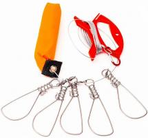 Кукан металлический 5-крючков с поплавком, мотовилом, гвоздем, на тросе Кукан металлический 5-крючков с поплавком, мотовилом, гвоздем, на тросе