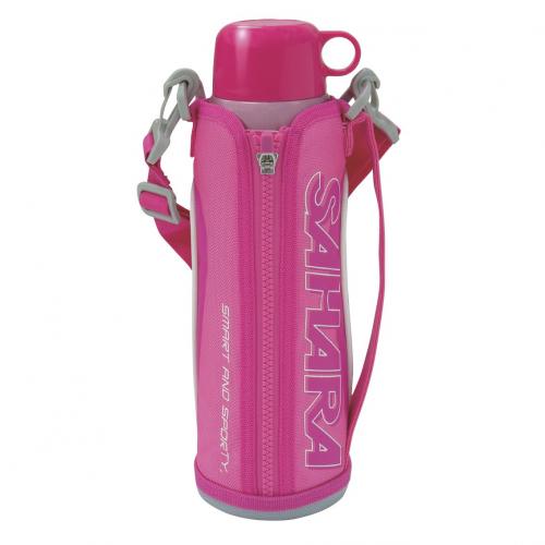 Термос классический Tiger MMN-W100 Pink, 1л (нержавеющая сталь, цвет розовый, чехол с регулируемым ремнем для переноски