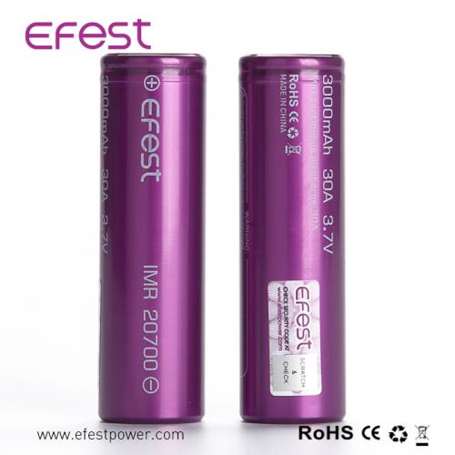 Аккумулятор Efest 20700 3000 мАч 30А
