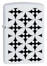 Зажигалка ZIPPO 214 Throwing Stars с покрытием White Matte, латунь/сталь, белая, 36x12x56 мм